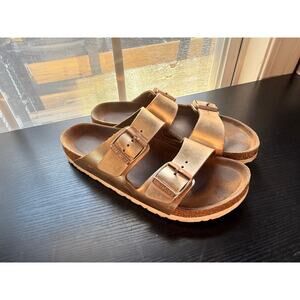 Birkenstock Arizona Metallic Copper Leather Sandals Womens EU 40 US 9 Narrow